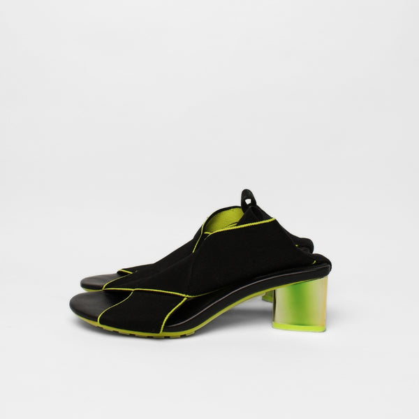 Bottega Veneta Black and Neon Green Sandals