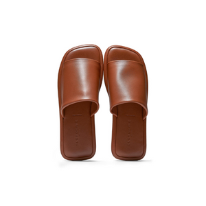 CLERGERIE EZY SLIP ON SANDALS BROWN LEATHER